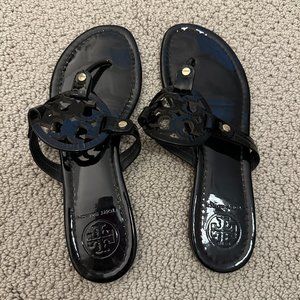 Black Patent Leather Tory Burch Miller Sandals 7